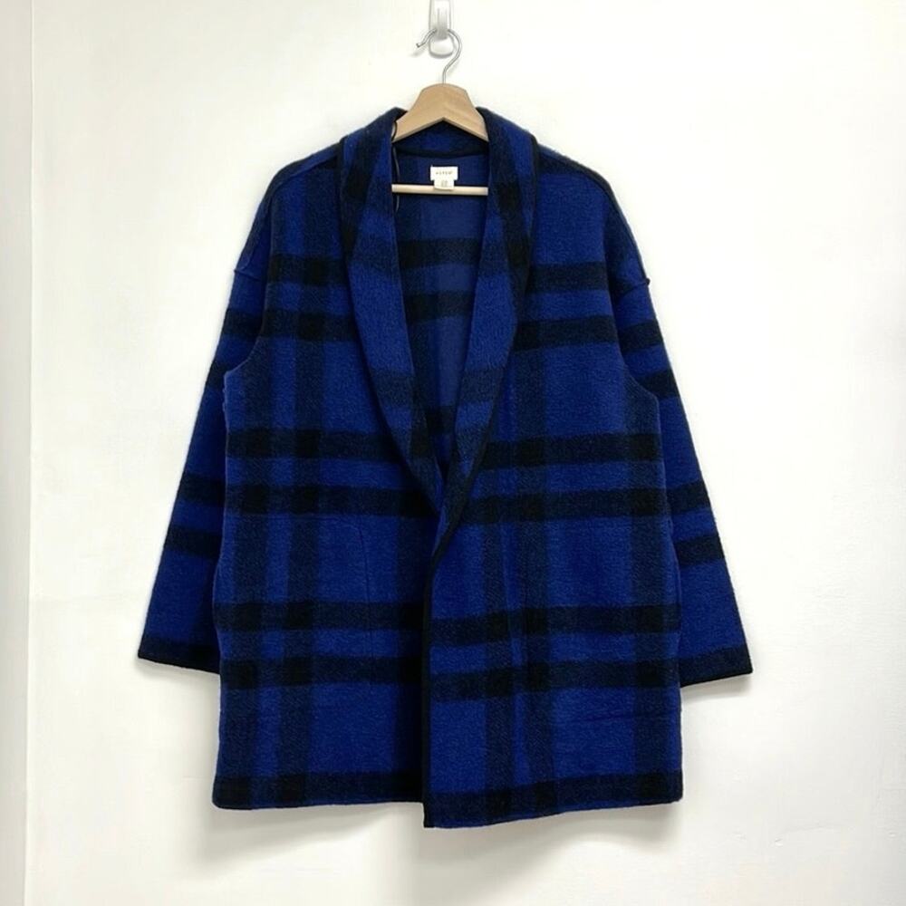 Nordstrom Aspen Oversized Plaid Wool-Blend Open Front Cozy Cabin Shacket - Med - Picture 9 of 9
